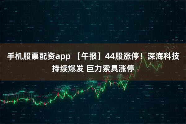 手机股票配资app 【午报】44股涨停！深海科技持续爆发 巨力索具涨停
